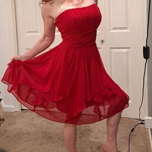 Elegant Red Strapless Dress